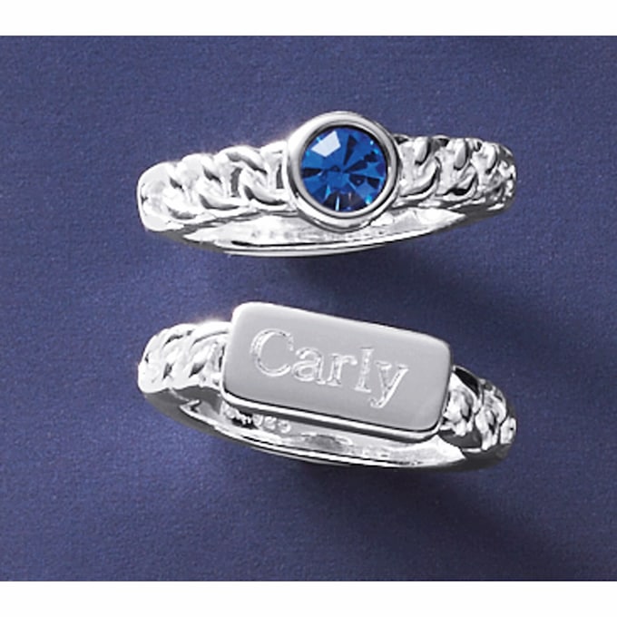 Personalized Name & Birthstone 2-Ring Set, , large
