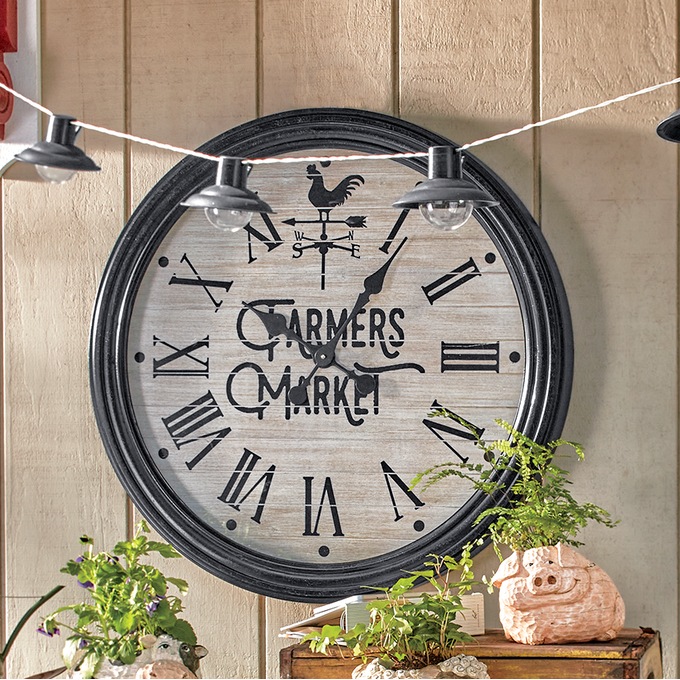 Farmers Market Outdoor Wall Clock, , large