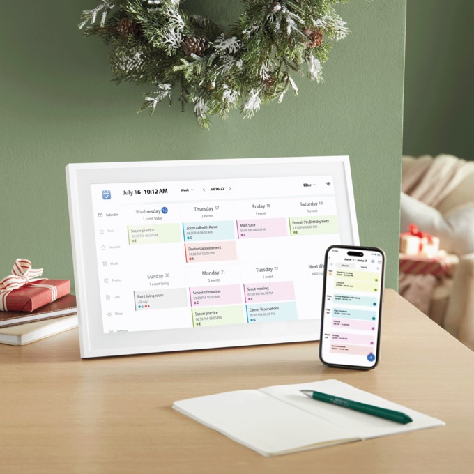 ProScan 15.6" Digital Family e-Calendar, White, large
