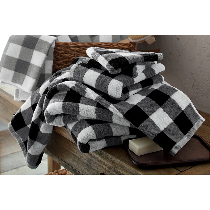 Black and White Buffalo Check Hand and Bath Towels 4 Sizes Made