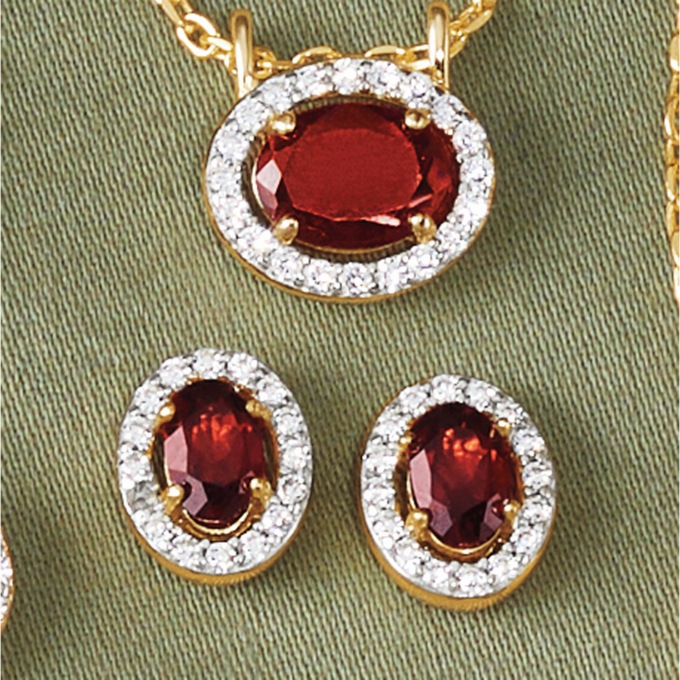 Gemstone Necklace and Earring Set, , large