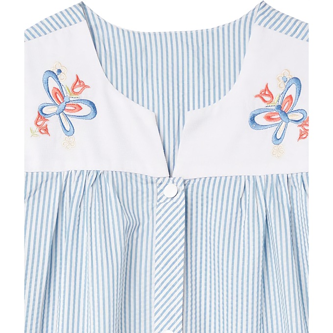 Duster With Embroidered Yoke, French Blue Stripe, large
