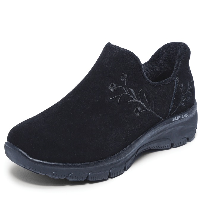 Skechers Slip-Ins Easy Going Floral Moment Suede Boot, Black Black, large