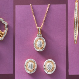 Diamond-Accented Oval Necklace &amp; Earring Set, , large