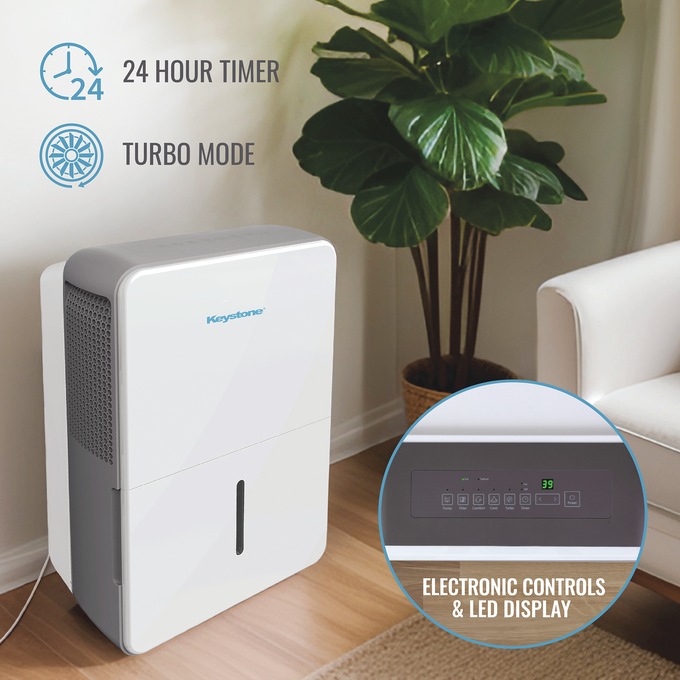 Keystone 22-Pint Dehumidifier, White, large