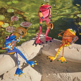 Set of 3 Metal Frog Musicians, , large