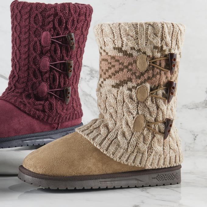 MUK LUKS Cheryl Sweater Boot with Faux-Fur Lining, , large