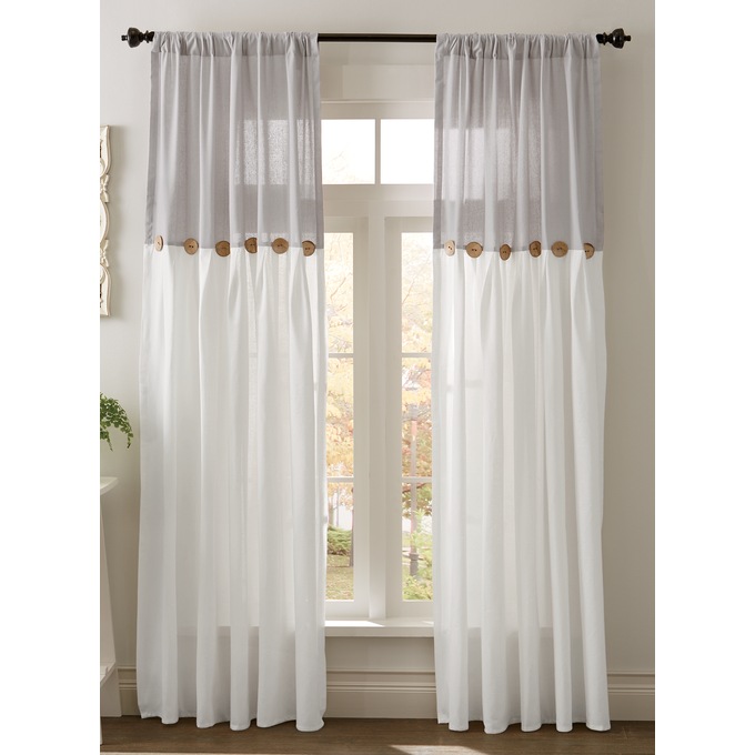 Linen-Look Button Panel, Gray, large