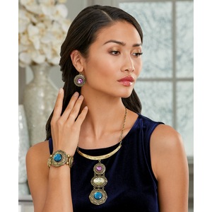 Colorful Crystal Drop Necklace/Earring Set, , large