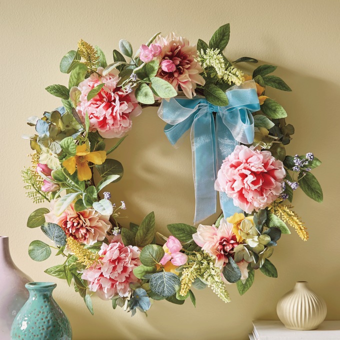 Rose and Hydrangea Easter Wreath, , large