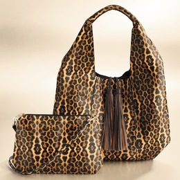 2-Piece Oversized Leopard Tote, , large