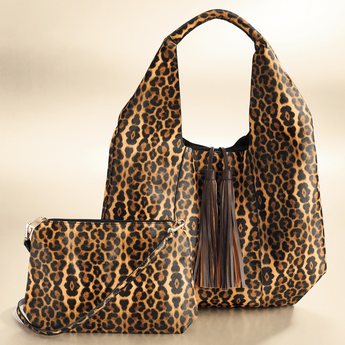 2-Piece Oversized Leopard Tote, , large