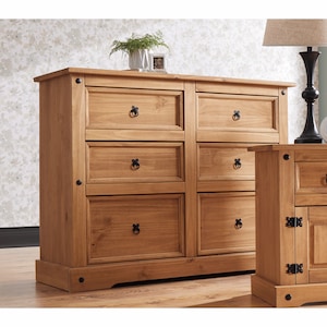 Arden 6-Drawer Wide Pine Dresser, , large