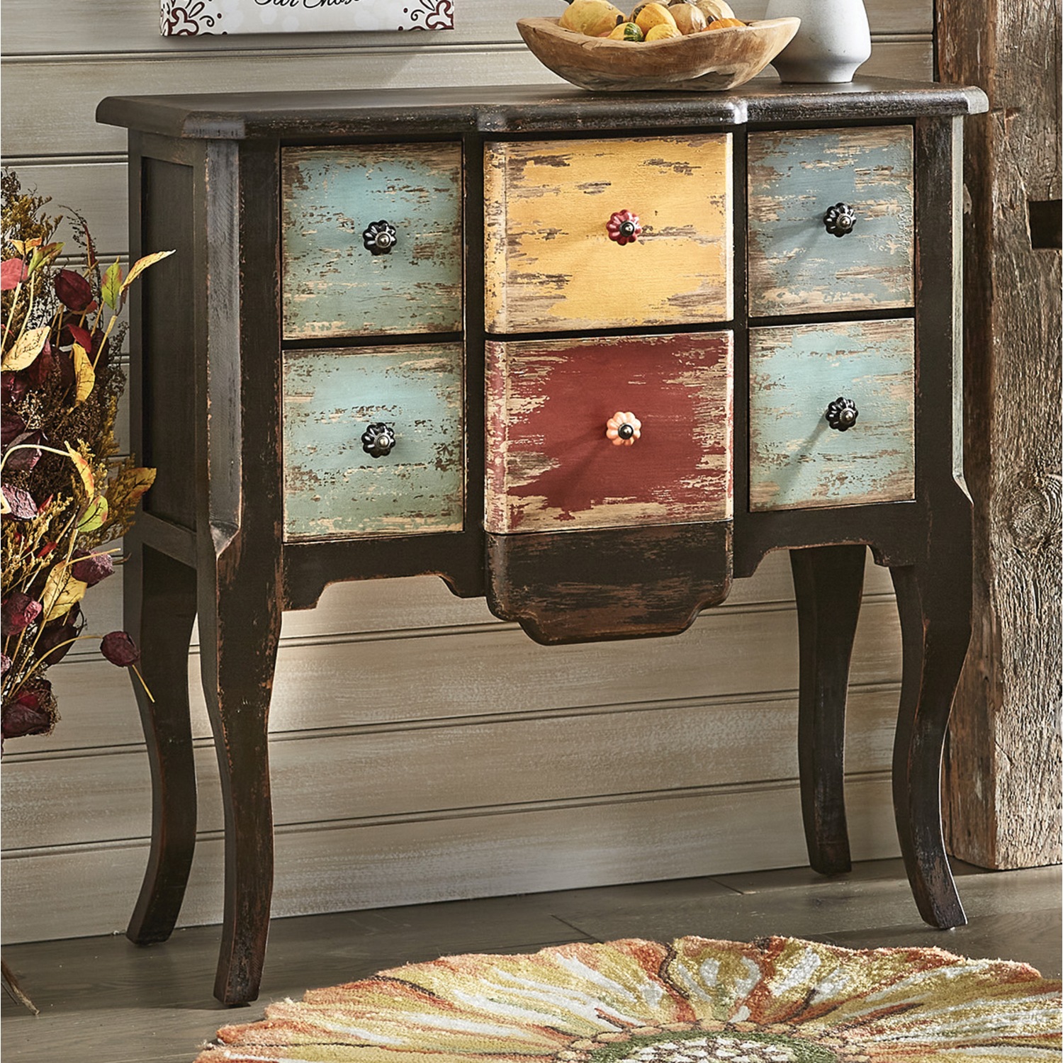 Distressed Multi Colored Cabinet Montgomery Ward