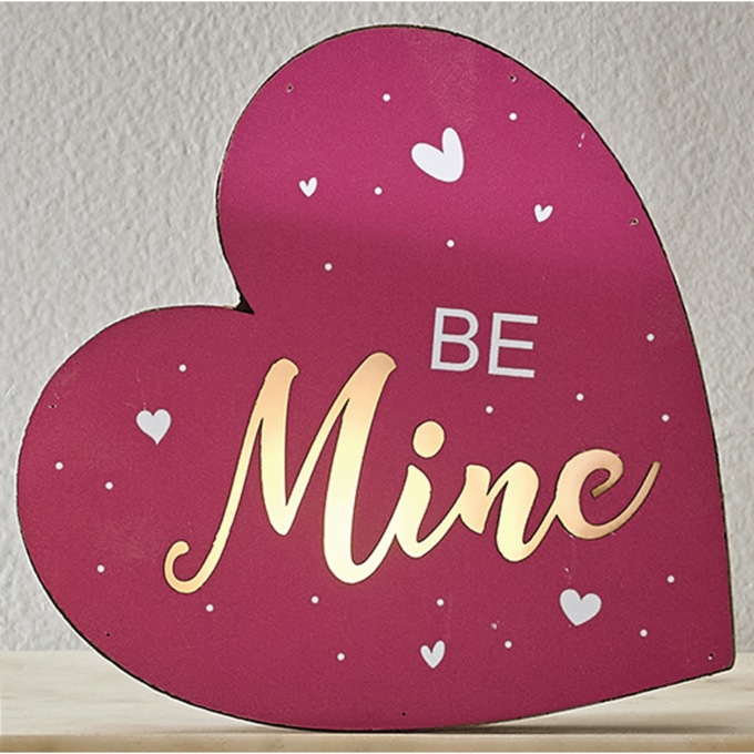 Lit Conversation Heart Decor, Pink Be Mine, large