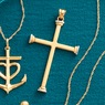 10K Gold Cross Pendant, , large