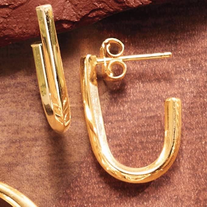 10K Gold J-Hoops, , large