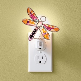 Stained Glass Dragonfly Night Light, , large