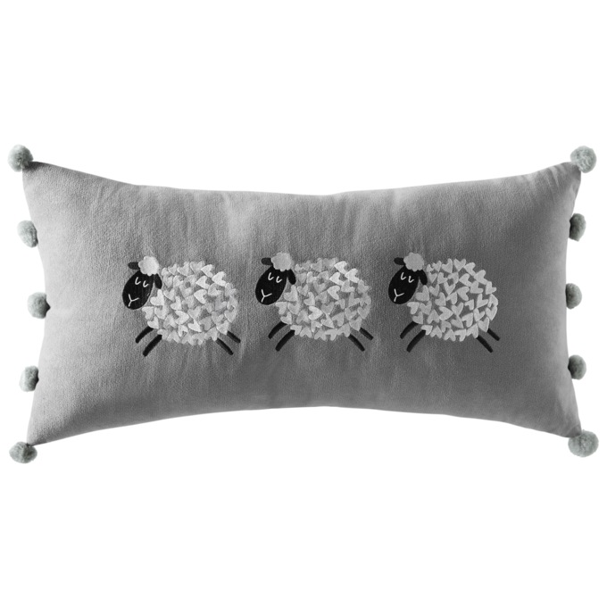 Embroidered 3 Little Sheep Pillow, , large