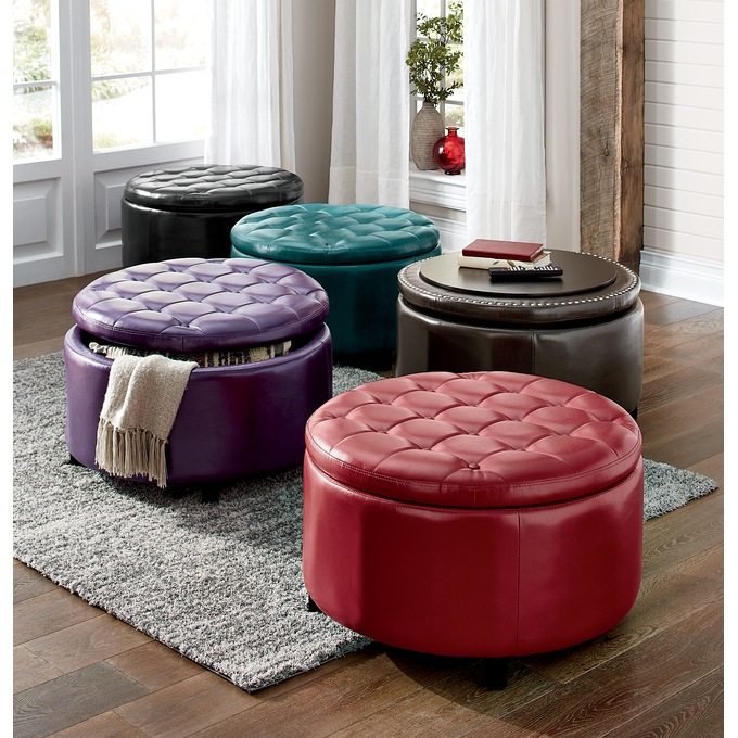 Hudson Round Storage Ottoman, , large
