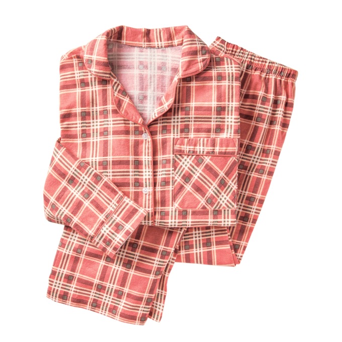 Cozee Corner Printed Flannel Pajamas, Pink Plaid, large