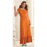 Tambria Smocked-Bodice Maxi Dress with Ruffle Details, , large