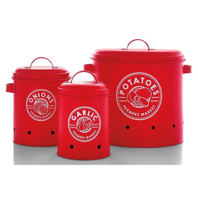 Set of 3 Vented Vegetable Storage Containers, Delicious Red, large