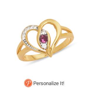 Heart/Halo Birthstone Ring, , large
