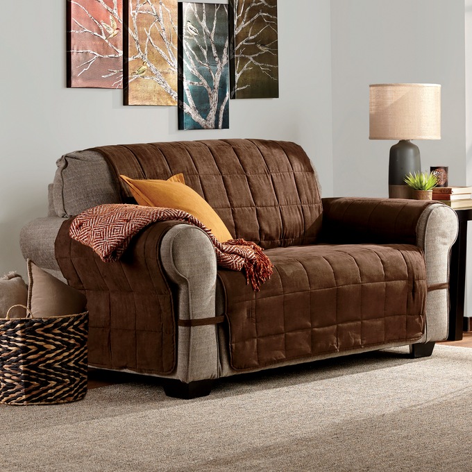 Oversized Faux-Suede Ultimate Furniture Protector, Chocolate, large