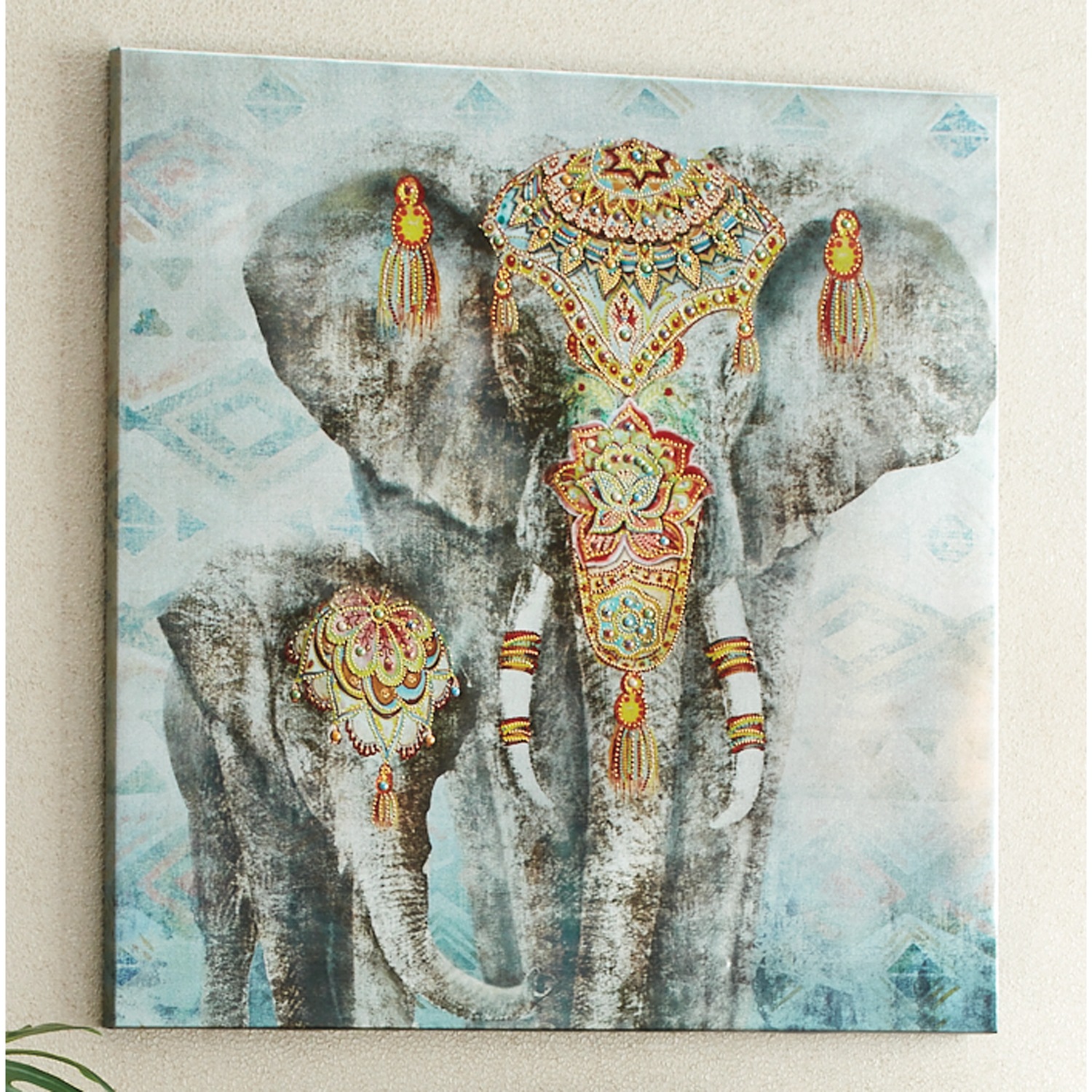 Mom and Baby Elephant Embellished Wall Art Montgomery Ward
