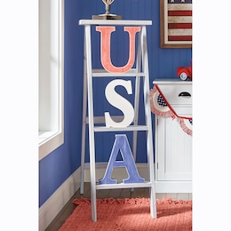 Ladder Shelf and USA Red, White &amp; Blue Letters, , large