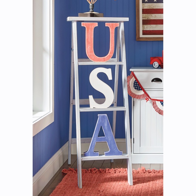 Ladder Shelf and USA Red, White &amp; Blue Letters, , large