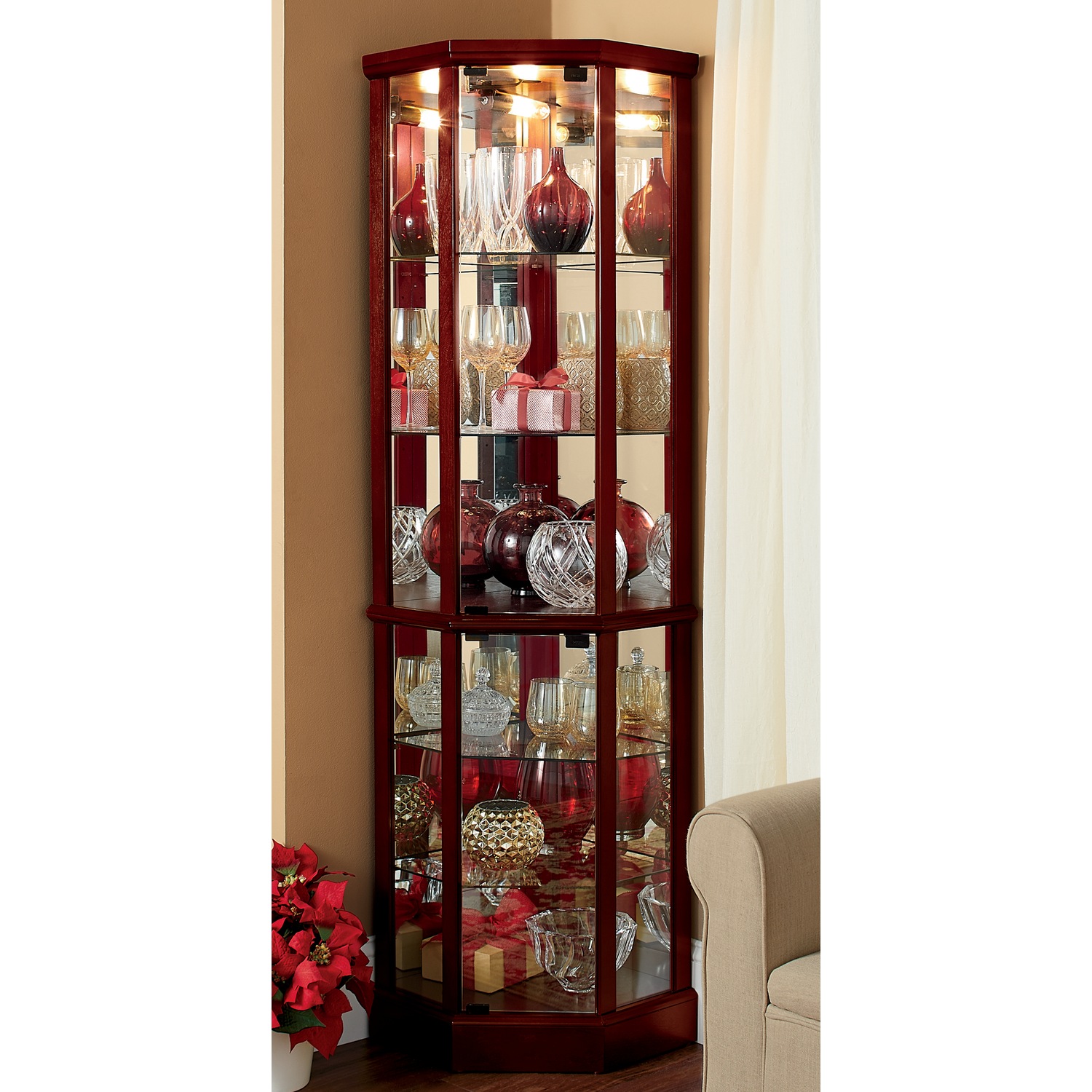 Lighted shop corner curio