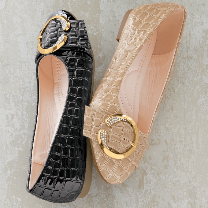 Classique Croco Buckle Flat, , large