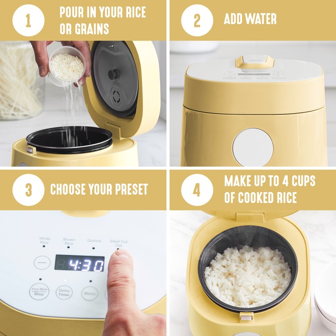 Greenlife 4-Cup Rice and Grains Cooker, Butter, large