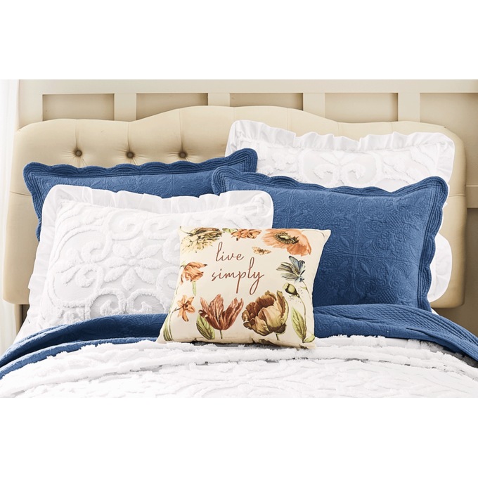 Adeline Chenille Sham with Ruffled Edges, White, large