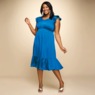 Ruffle-Sleeve Flowy Midi Dress, , large