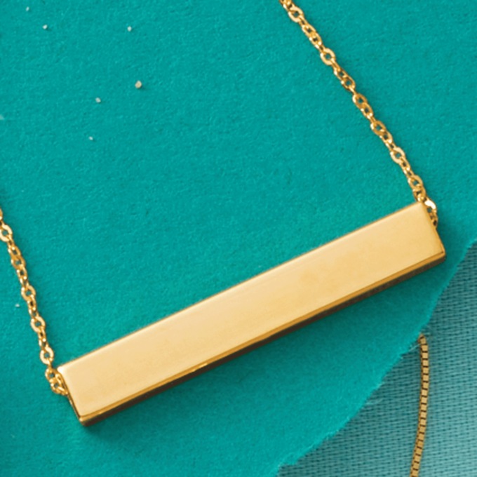 10K Gold Horizontal Bar Necklace, , large