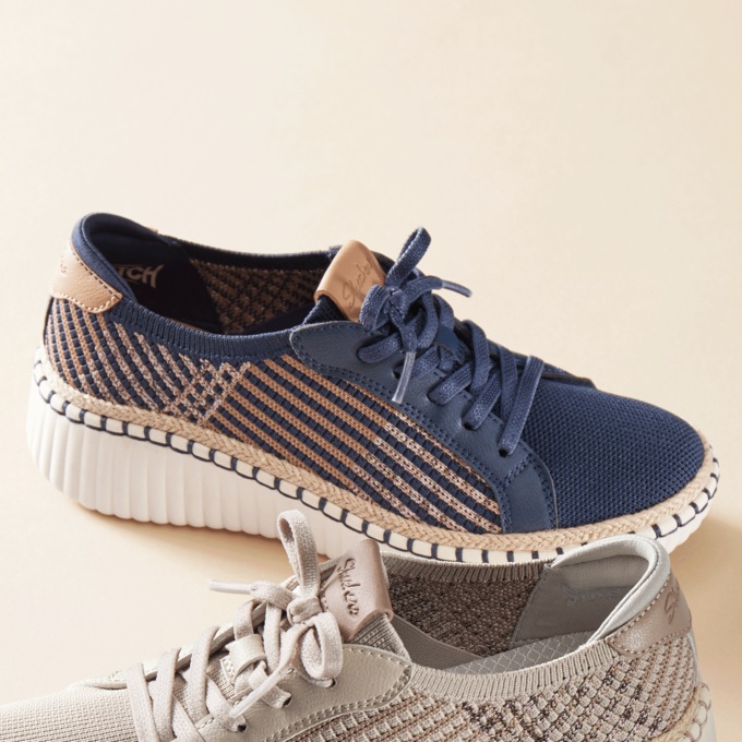 Sketchers Wilshire Blvd Breezy Stroll Lace-Up , Navy, large