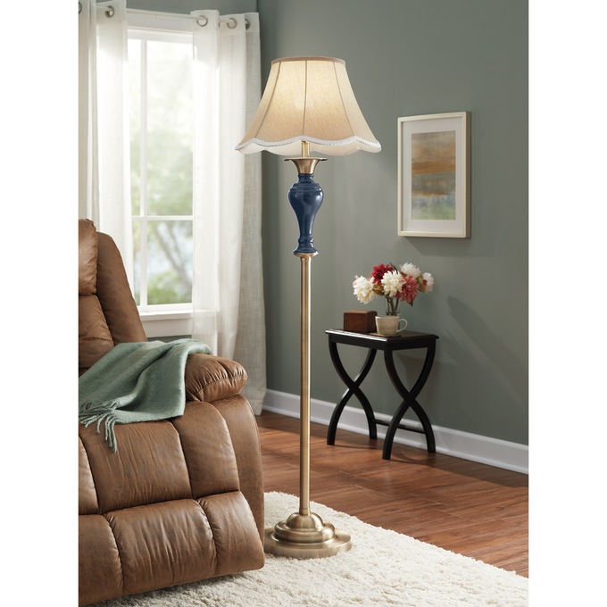 Scalloped Touch Floor Lamp, Navy, large