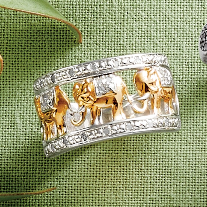 Diamond Elephant Ring, , large