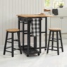 Kitchen Island with Stools, Black Natural, large