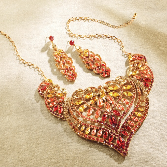 Faceted Ombré Crystal Bib Necklace, , large