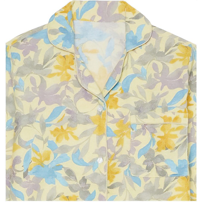 Cozee Corner Printed Flannel Pajamas, Yellow Floral, large