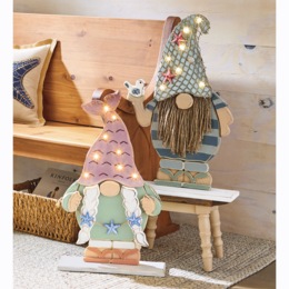 Chunky Wood Lit Coastal Gnome - Buy Both and Save, , large