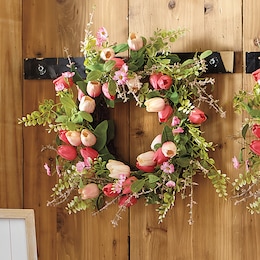Pink Tulip Wreath, , large