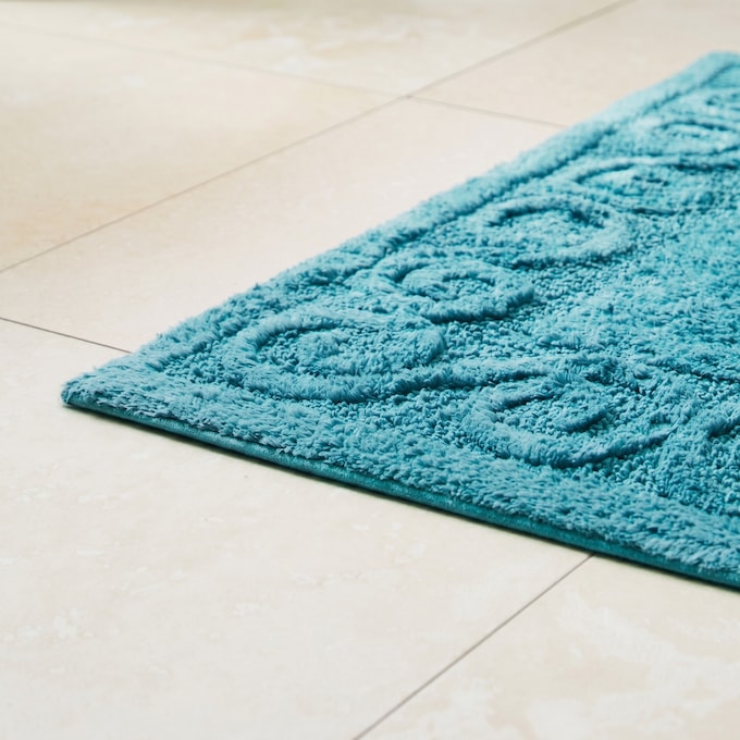 Color Connection 5-Piece Cotton Bath Rug & Toilet Cover Set, Deep Teal, large