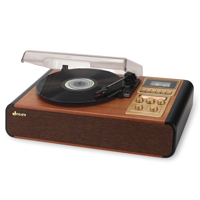 JENSEN 3-Speed Turntable with Cassette & AM/FM Radio, , large