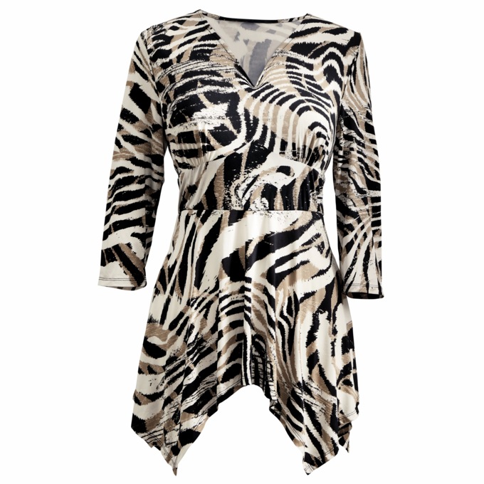 Printed Hankie Hem Tunic, , large