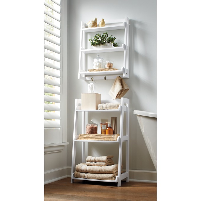 Taos Bathroom Floor Shelf and Wall Shelf - Buy Both and Save, , large